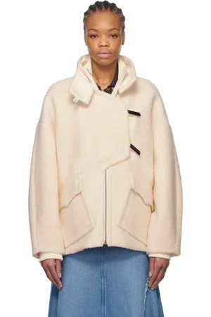 Ganni Blouson blanc cassé en bouclé