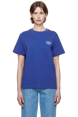 A.P.C. T-shirt bleu à coupe classique et à logo Rue Madame