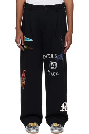 KHOKI Pantalon de survêtement noir à images et à écussons