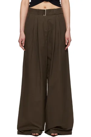 MAGDA BUTRYM Pantalon décontracté brun en coton à ceinture