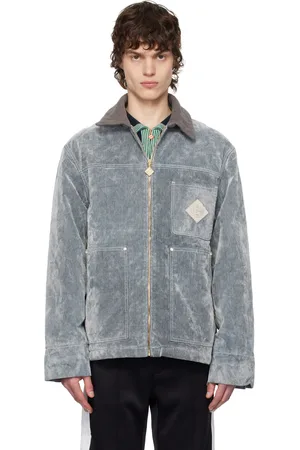 Casablanca Blouson gris en denim à aspect peau de pêche