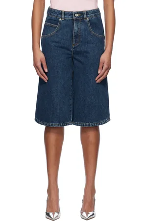 Givenchy Short bleu en denim à coutures extérieures incurvées