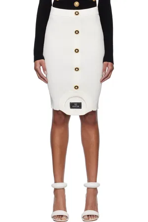 Balmain Minijupe blanche en tricot côtelé à assemblage trompe l