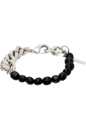 DRIES VAN NOTEN Bracelet-chainette argenté à pierres noires