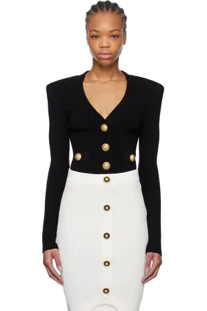 Balmain Cardigan écourté noir en tricot