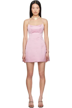 BLUMARINE Robe courte cintrée rose en satin duchesse