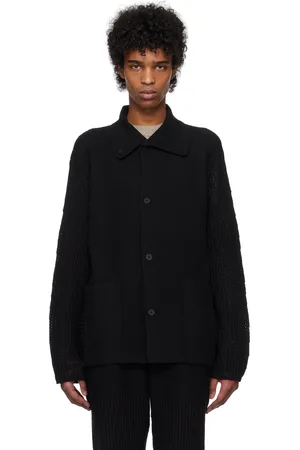 Issey Miyake Cardigan noir en tricot Rustic