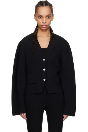 Nanushka Veston Kiyo noir en tissu gaufré