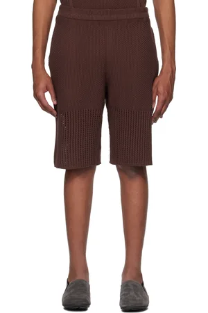 Issey Miyake Short brun en tricot Rustic