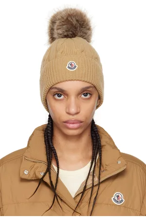 Moncler Bonnet beige en laine et cachemire à pompon