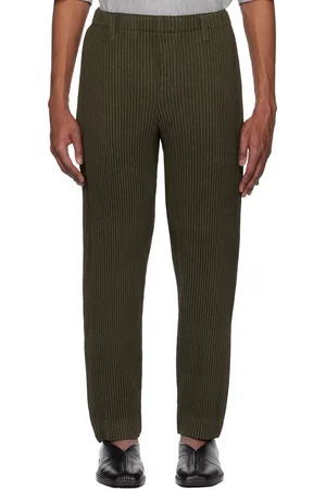 Issey Miyake Pantalon léger noir en polyester façon laine