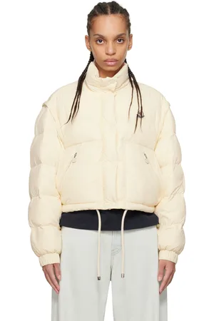 Moncler Blouson court transformable Selle blanc cassé rembourré en duvet