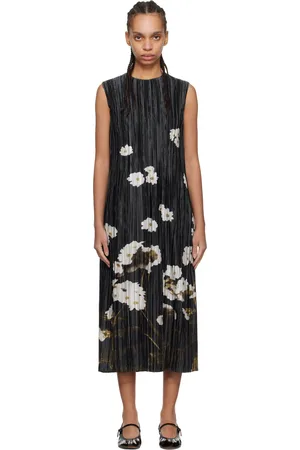 Erdem Robe midi sans manches noire à plis