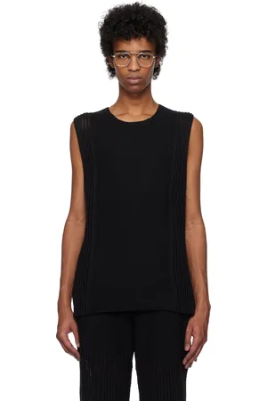Issey Miyake Gilet noir en tricot Rustic