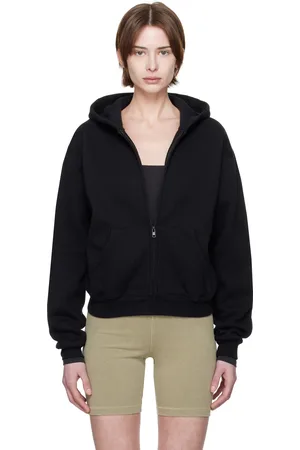 SKIMS Pull à capuche noir à glissière - Cotton Fleece