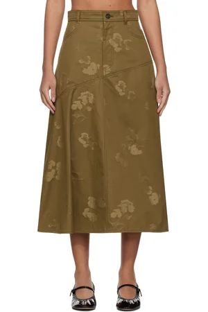 Erdem Jupe midi drapée kaki