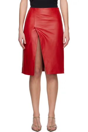 Loulou de Saison Jupe midi Ekare rouge en cuir