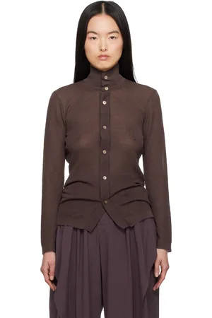Issey Miyake Chemise brune en tricot