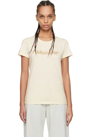 Moncler T-shirt à manches courtes blanc cassé à logo