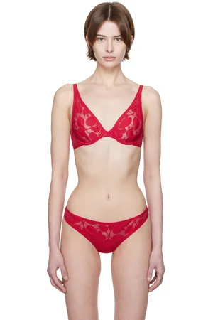 Yasmine Eslami Soutien-gorge Zoe rouge à col en V plongeant