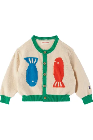 Bobo Choses Bébé | Cardigan blanc cassé à images Lucky Fish