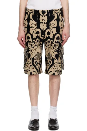 Anna Sui Short cargo noir et beige à motif Beardsley