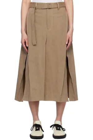 SACAI Jupe midi beige en denim à panneaux