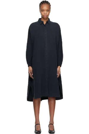 CASEY CASEY Robe chemise midi décontractée Yuki bleu marine