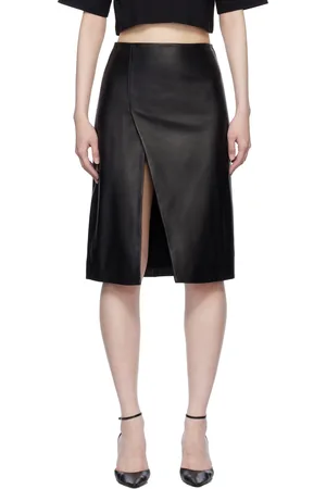 Loulou de Saison Jupe midi Ekare noire en cuir