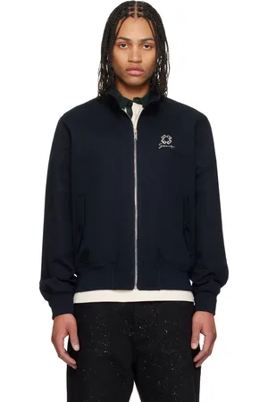 Givenchy Blouson Harrington bleu marine à monogramme 72 à ornements facettés