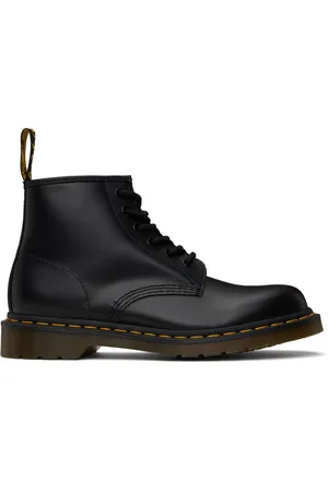 Dr. Martens Bottines 101 noires en cuir poli à surpiqure jaune