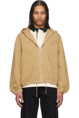 Givenchy Blouson brun clair en denim à glissière et à monogrammes 72