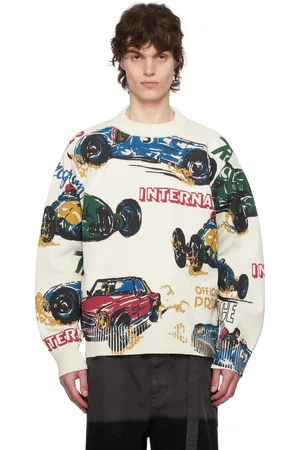 SACAI Pull blanc cassé à motif graphique imprimé