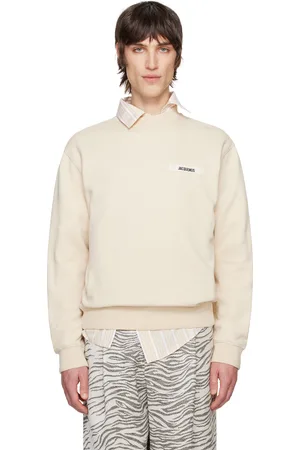 Jacquemus Pull molletonné beige à écusson en gros-grain - Les classiques