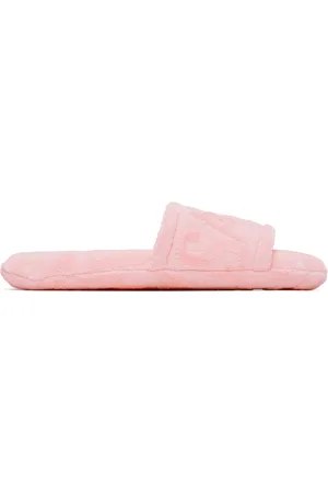 VERSACE Pantoufles roses à motif en tissu jacquard
