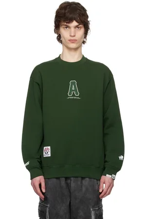 A Bathing Ape Pull molletonné vert à écussons et à col ras du cou