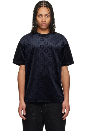 Givenchy T-shirt bleu marine en velours à monogrammes 72