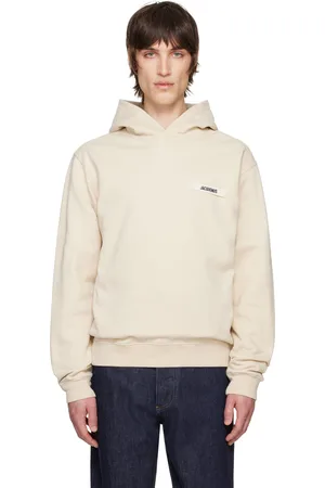 Jacquemus Pull à capuche beige à écusson en gros-grain