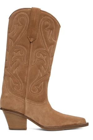 PARIS TEXAS Bottes Jacinta 60 brun clair à ornement brodé