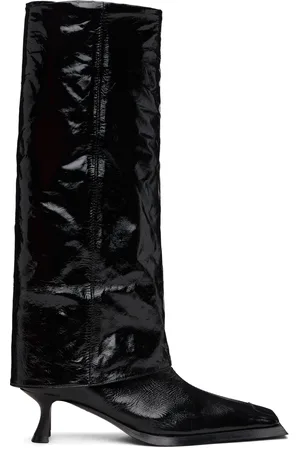 Miista Bottes hautes Morgan noires à col replié