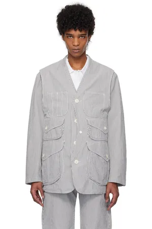 ENGINEERED GARMENTS Veste de chasse bleu marine et blanc