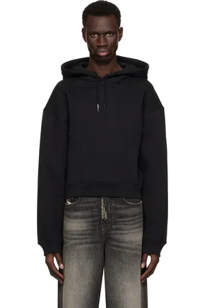 MUGLER Pull à capuche écourté noir à panneaux en spirale