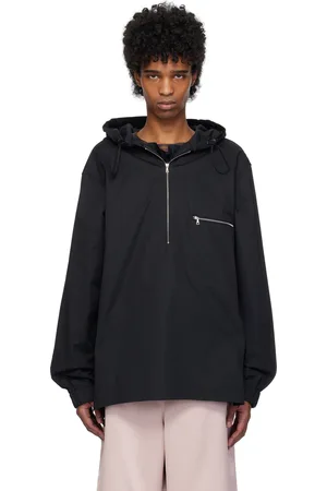 DRIES VAN NOTEN Pull à capuche noir en sergé de coton