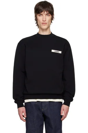 Jacquemus Pull molletonné noir à écusson en gros-grain - Les classiques