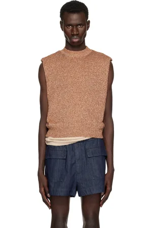 DRIES VAN NOTEN Gilet brun en tricot à fils métalliques