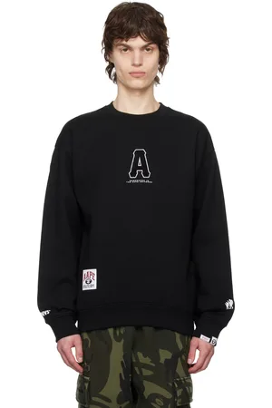 A Bathing Ape Pull molletonné noir à écussons et à col ras du cou
