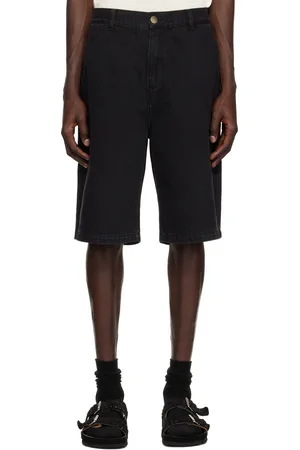 Palmes Short noir en denim à écusson