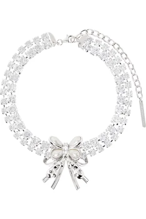 Shushu/Tong Collier étagé argenté à zircones et à ornement en forme de papillon à perles édition YVMIN