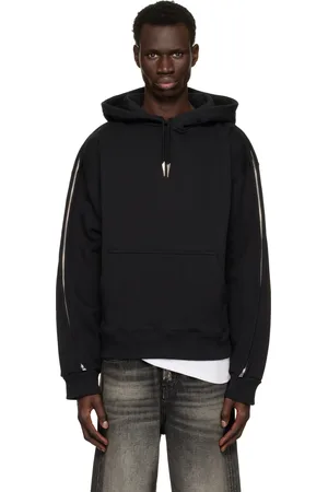 MUGLER Pull à capuche noir à manches à glissière