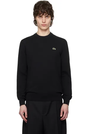 Lacoste Pull noir en coton à col ras du cou